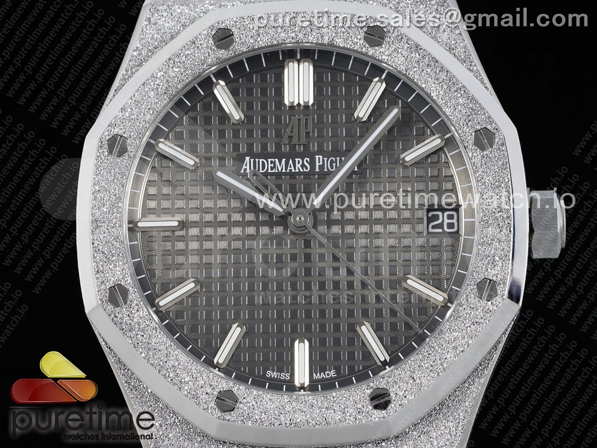 Royal Oak 41mm 15500 Esfera de textura gris de SS APSF congelado en pulsera SS SA4302 - Imagen 3