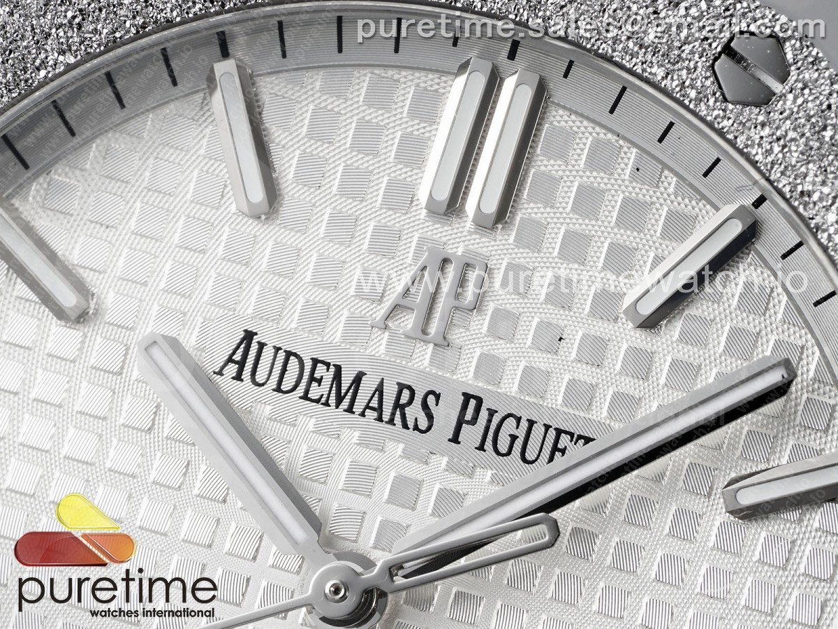 Royal Oak 41mm 15500 Gefrorene SS APSF White Textured Zifferblatt auf SS Armband SA4302 – Bild 22