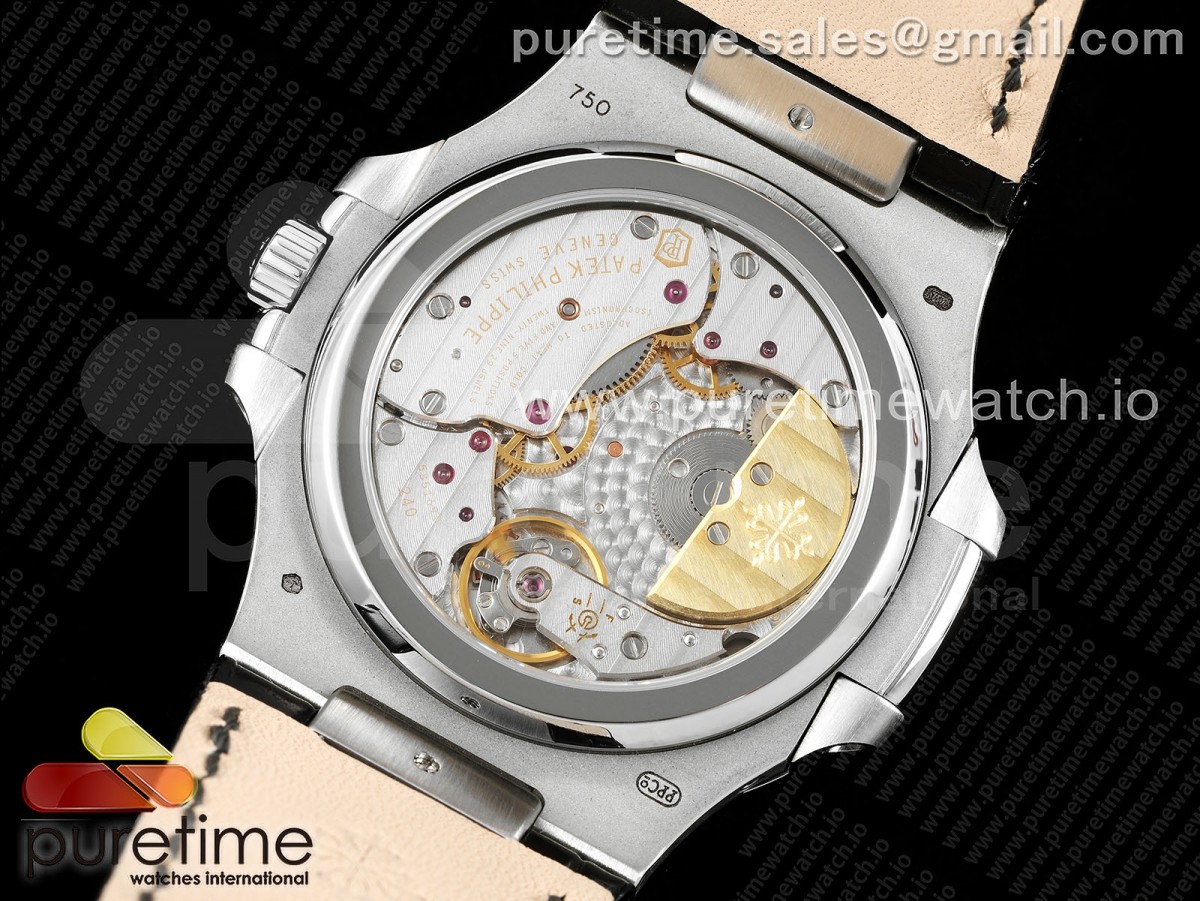 Nautilus 5712 SS PPF 1:1 Best Edition Blue Dial on Black Leather Strap A240 Super Clone V2 - Image 11