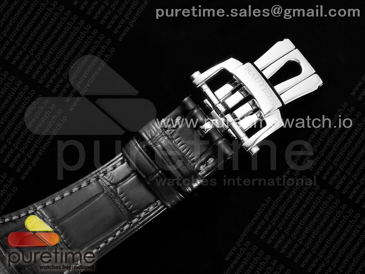 Nautilus 5712 SS PPF 1:1 Best Edition Blue Dial on Black Leather Strap A240 Super Clone V2 - Image 25