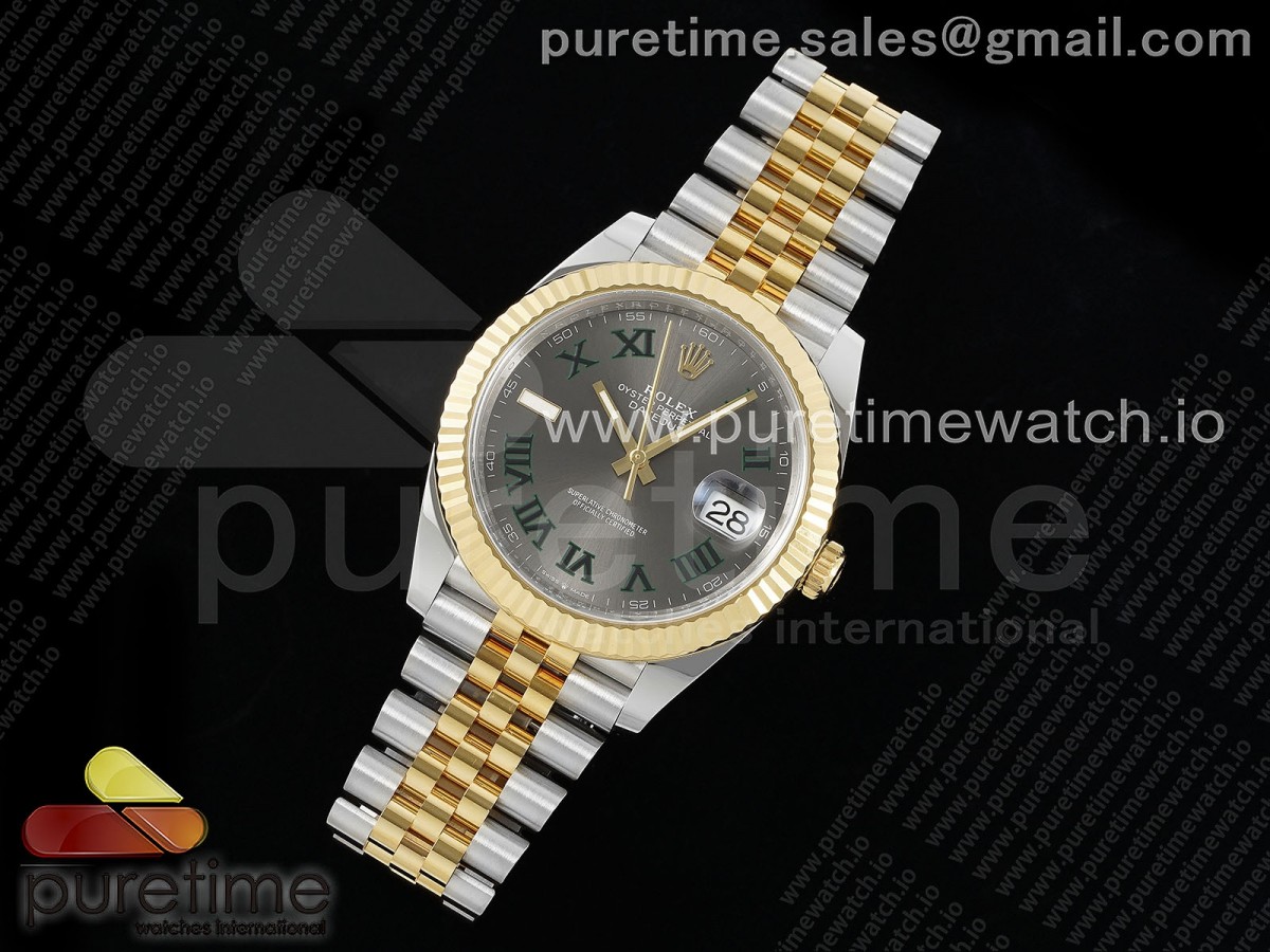 DateJust 41 126333 Clean 1:1 Best Edition 904L Steel Gray Dial Green Roman Marker on SS/YG Oyster Bracelet VR3235 - Image 20