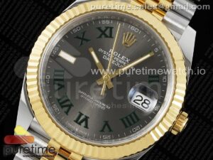 DateJust 41 126333 Clean 1:1 Best Edition 904L Steel Gray Dial Green Roman Marker on SS/YG Oyster Bracelet VR3235