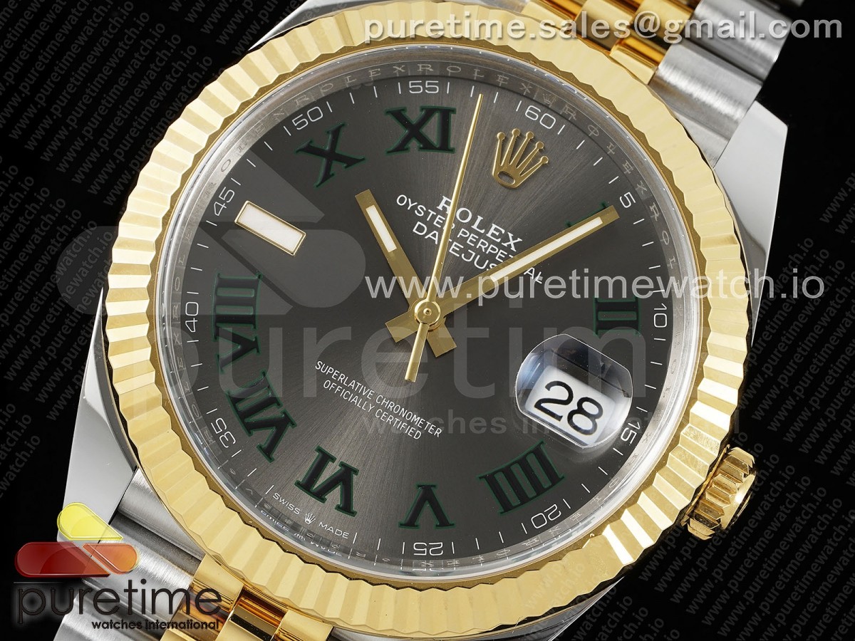DateJust 41 126333 Clean 1:1 Best Edition 904L Steel Gray Dial Green Roman Marker on SS/YG Oyster Bracelet VR3235