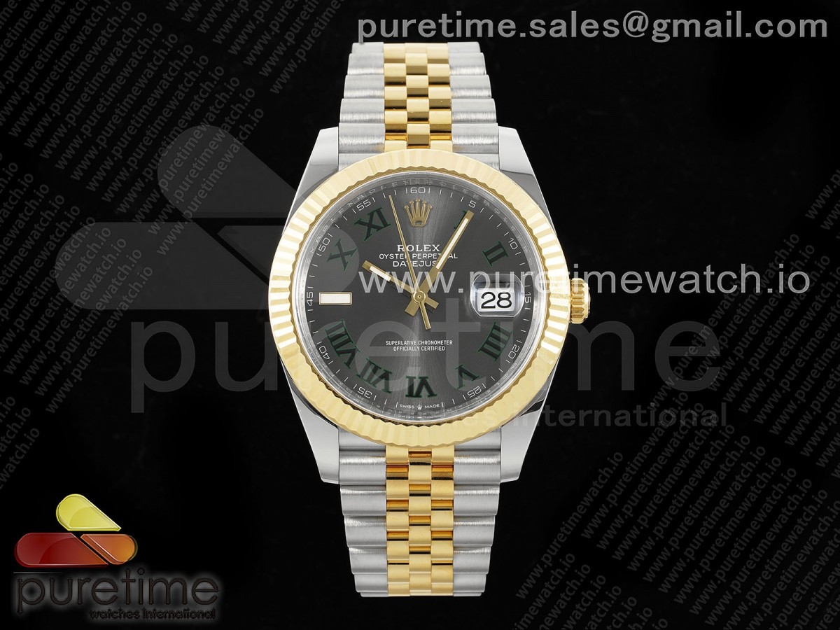 DateJust 41 126333 Clean 1:1 Best Edition 904L Steel Gray Dial Green Roman Marker on SS/YG Oyster Bracelet VR3235 - Image 27