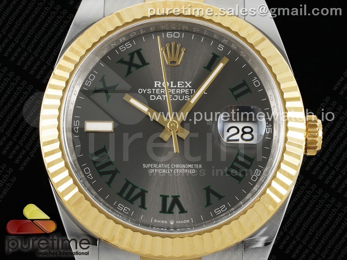 DateJust 41 126333 Clean 1:1 Best Edition 904L Steel Gray Dial Green Roman Marker on SS/YG Oyster Bracelet VR3235 - Image 30