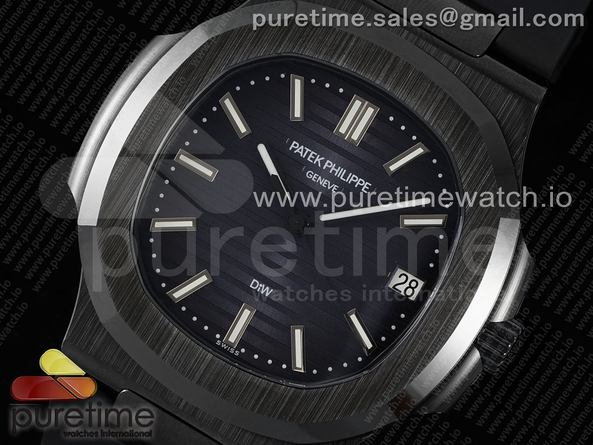 AET Nautilus 5711 Black Ceramic AMGF Best Edition Blue Dial on Black Rubber Strap MIYOTA 9015