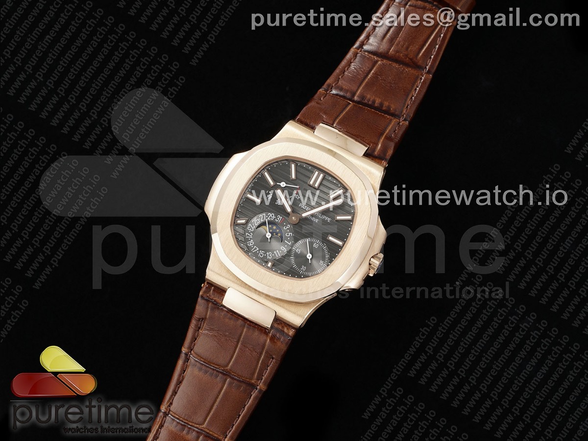 Nautilus 5712 RG YSF 1:1 Best Edition Gray Dial on Brown Leather Strap A240 - Image 18