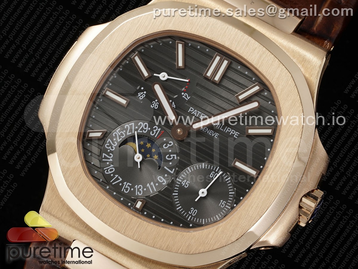 Nautilus 5712 RG YSF 1:1 Best Edition Gray Dial on Brown Leather Strap A240
