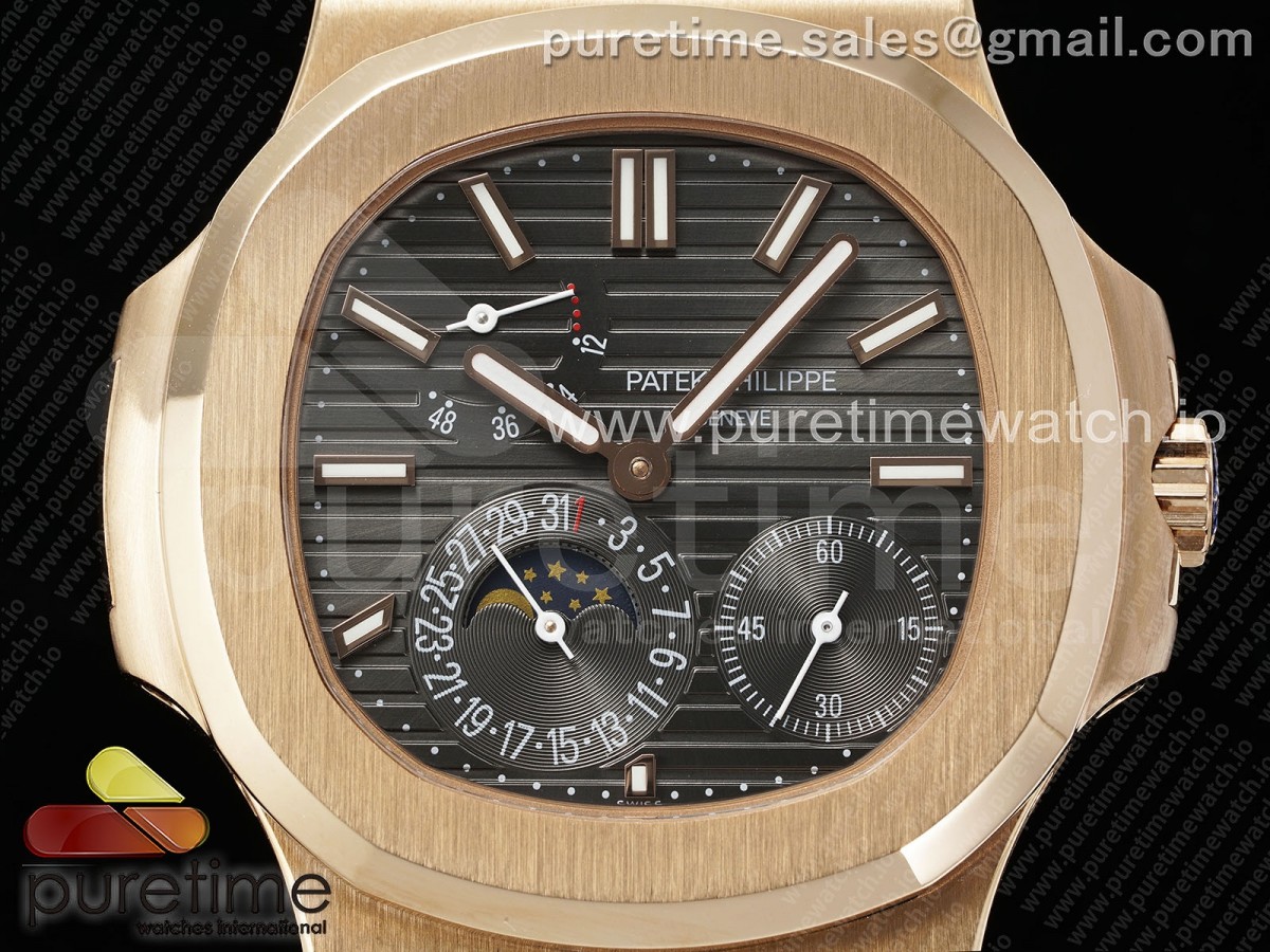 Nautilus 5712 RG YSF 1:1 Best Edition Gray Dial on Brown Leather Strap A240 - Image 2