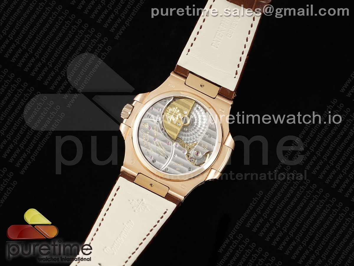 Nautilus 5712 RG YSF 1:1 Best Edition Gray Dial on Brown Leather Strap A240 - Image 15