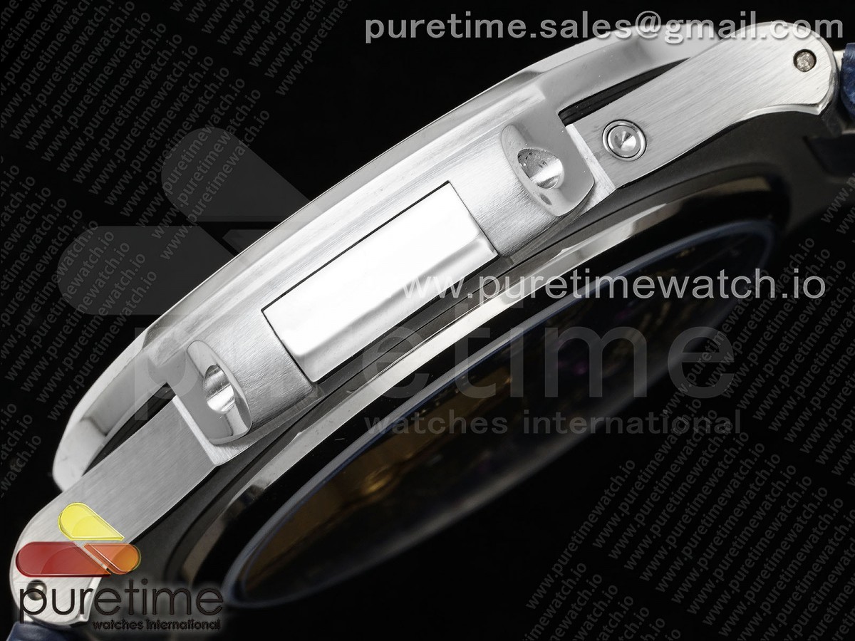 Nautilus 5712 SS YSF 1:1 Best Edition Blue Dial Diamonds Bezel on Blue Leather Strap A240 - Image 3