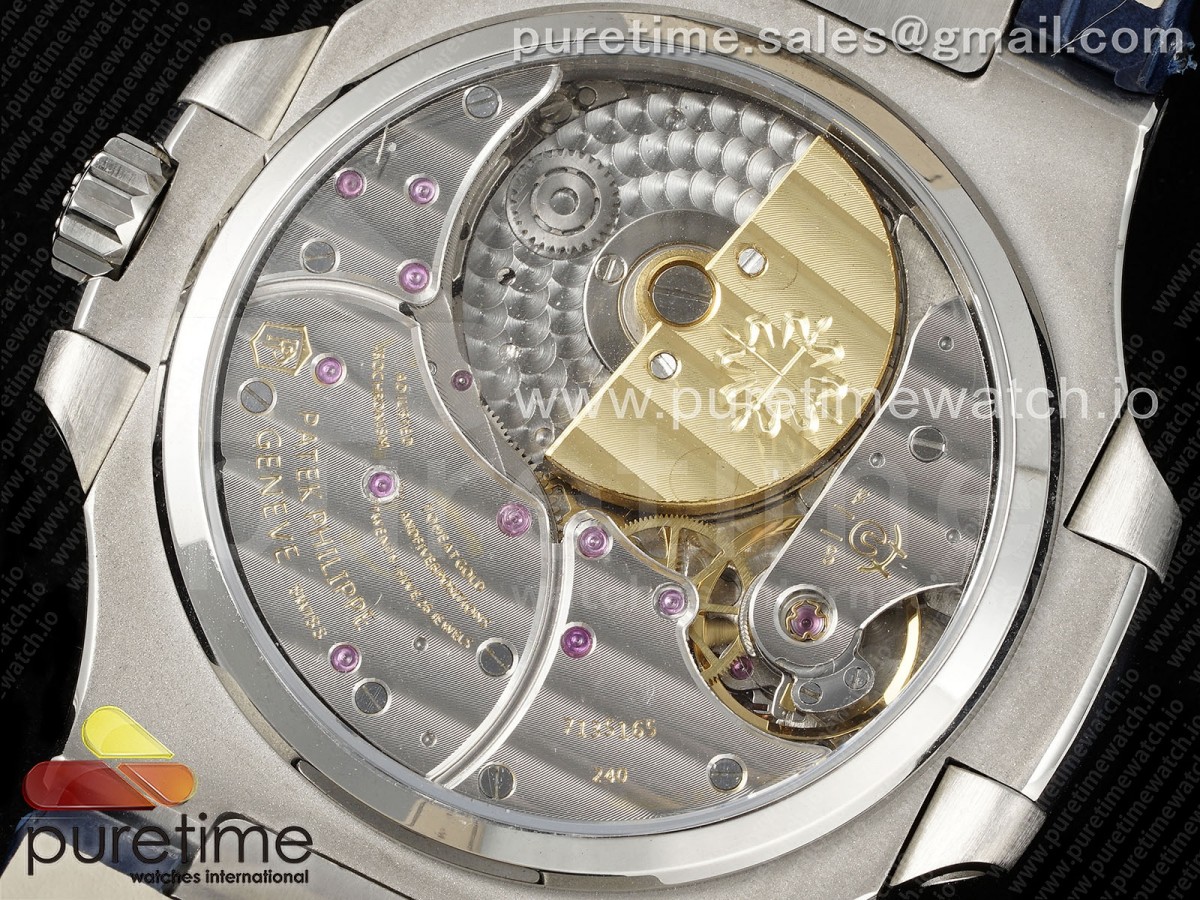 Nautilus 5712 SS YSF 1:1 Best Edition Blue Dial Diamonds Bezel on Blue Leather Strap A240 - Image 28