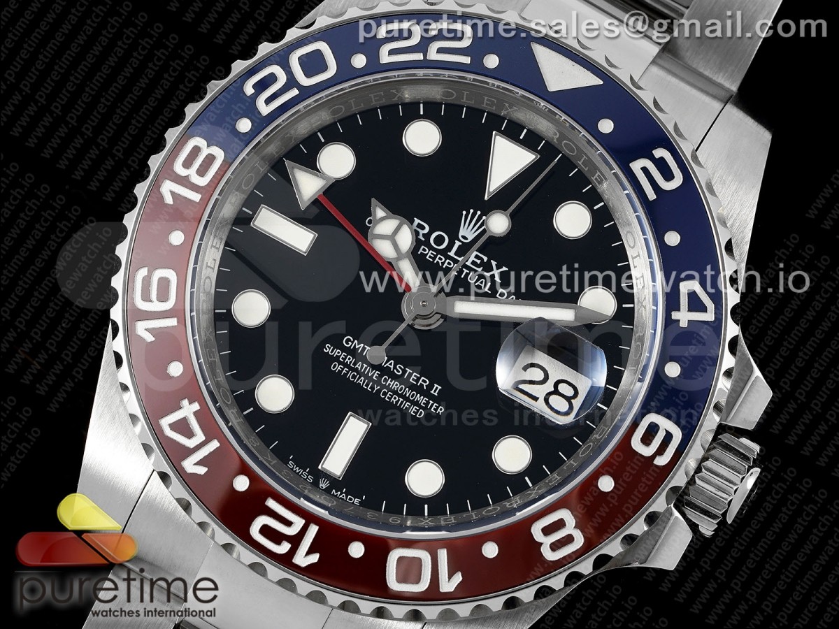 GMT Master II 126710 BLRO 904L SS Noob Best Edition Black Dial on Oyster Bracelet A3285