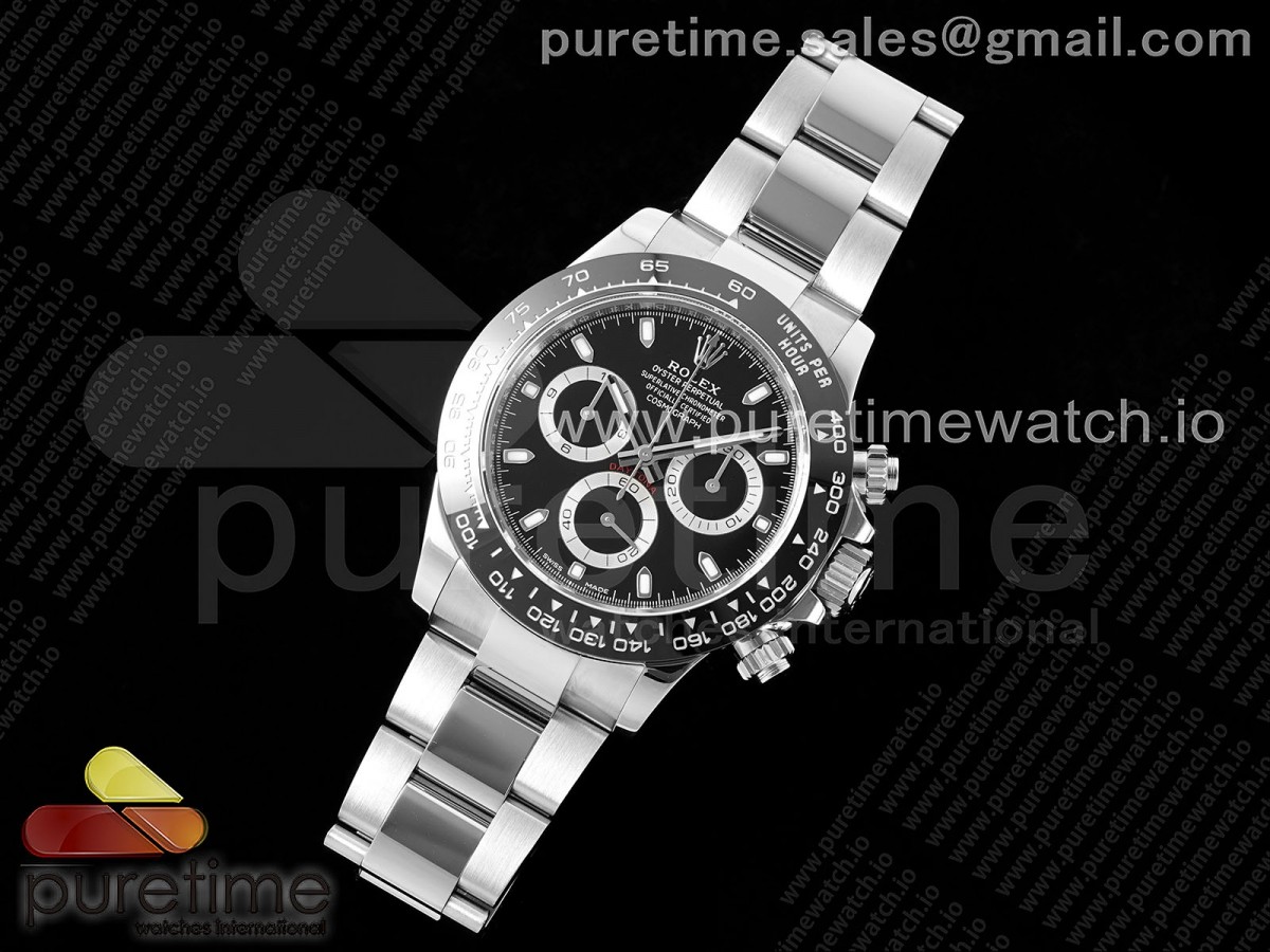 Daytona 116500 ZF 904L SS Gehäuse und Armband Schwarzes Zifferblatt SH4130