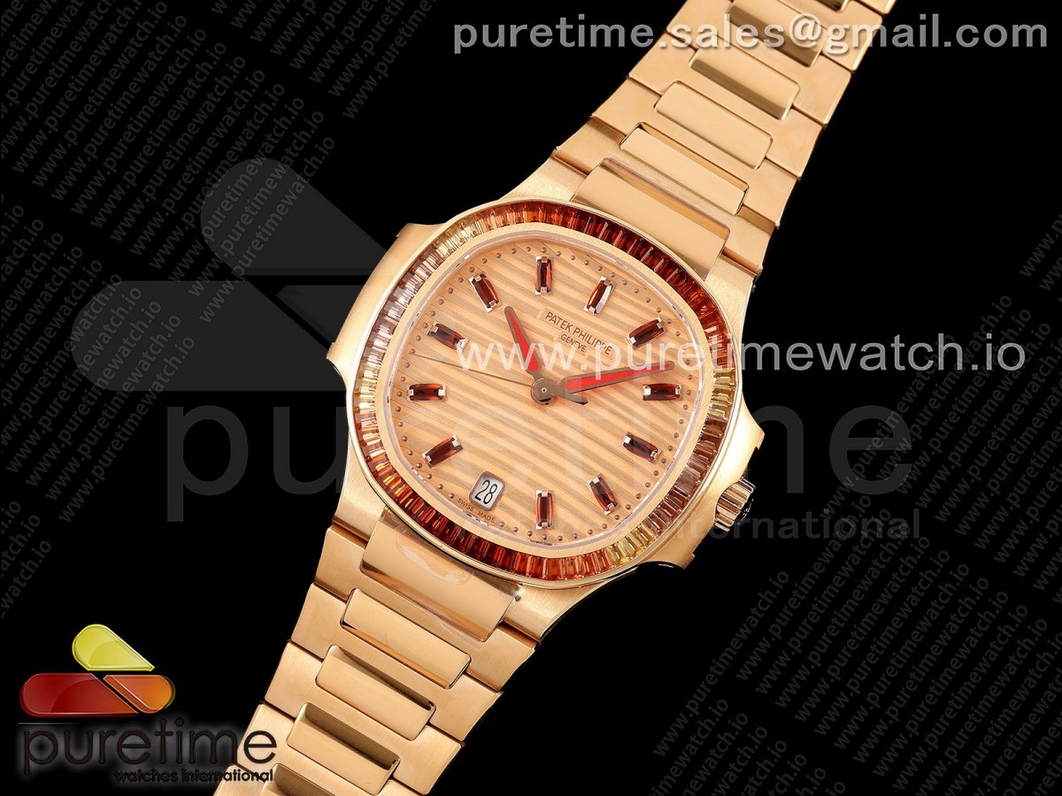 Nautilus 7118 Ladies RG Orange Diamonds PPF 1:1 Best Edition RG Dial on RG Bracelet 324CS - Image 7