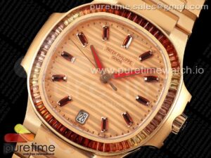 Nautilus 7118 Ladies RG Orange Diamonds PPF 1:1 Best Edition RG Dial on RG Bracelet 324CS