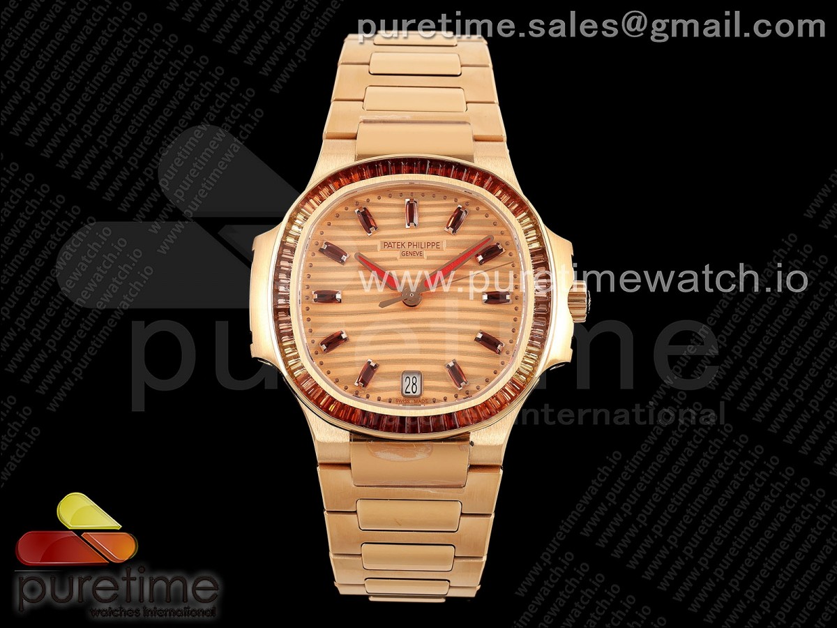 Nautilus 7118 Ladies RG Orange Diamonds PPF 1:1 Best Edition RG Dial on RG Bracelet 324CS - Image 3