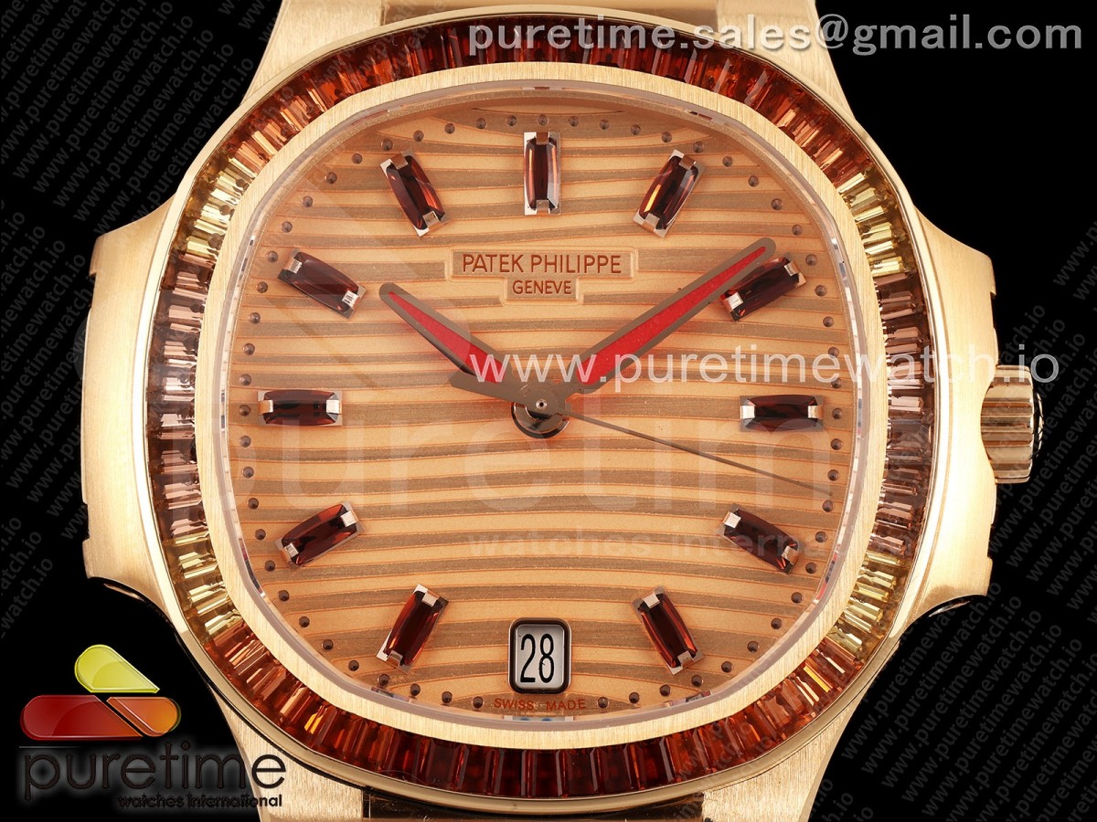 Nautilus 7118 Ladies RG Orange Diamonds PPF 1:1 Best Edition RG Dial on RG Bracelet 324CS - Image 2