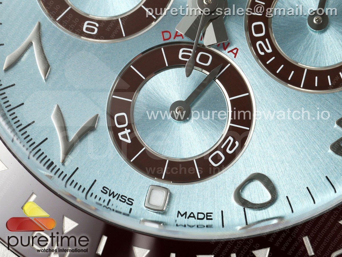 Daytona 116506 Clean 1:1 Best Edition Ice Blue Dial Arabic Markers on SS Bracelet SA4130 V2 - Image 6