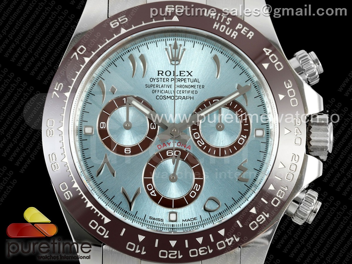 Daytona 116506 Clean 1:1 Best Edition Ice Blue Dial Arabic Markers on SS Bracelet SA4130 V2 - Image 2