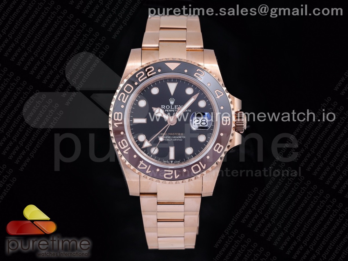 GMT-Master II Rootbeer 126715 CHNR Black/Brown Ceramic Clean Factory Best Edition Wrapped RG Gold Case and Bracelet A2836 - Image 2