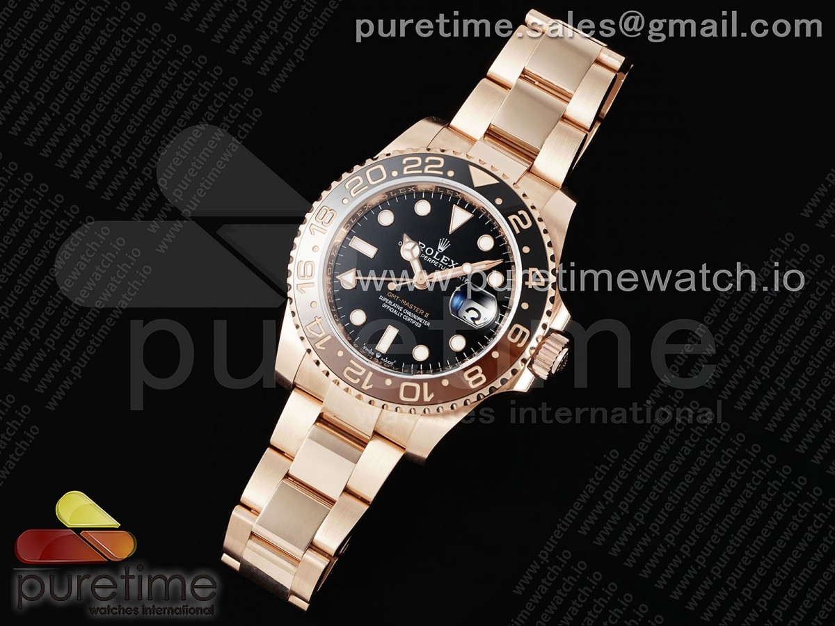 GMT Master II Rootbeer 126715 CHNR Black/Brown Ceramic VSF Best Edition Wrapped RG Gold Case and Bracelet VR3186 CHS - Image 4