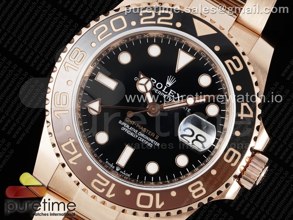 GMT Master II Rootbeer 126715 CHNR Black/Brown Ceramic VSF Best Edition Wrapped RG Gold Case and Bracelet VR3186 CHS