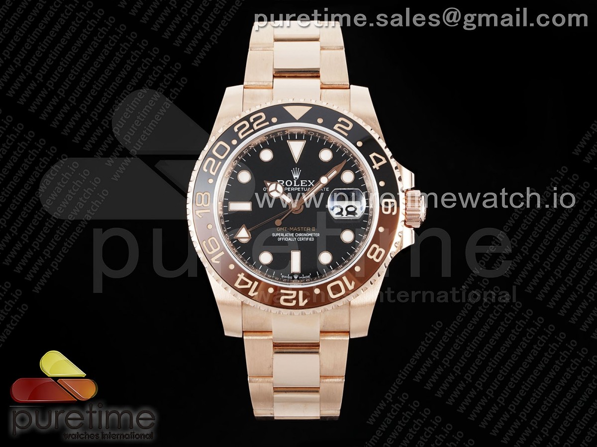 GMT Master II Rootbeer 126715 CHNR Black/Brown Ceramic VSF Best Edition Wrapped RG Gold Case and Bracelet VR3186 CHS - Image 2