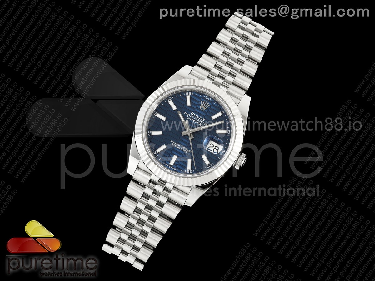 DateJust 41 126334 SEEK 1:1 Best Edition 904L Steel Blue Textured Stick Dial on Jubilee Bracelet VR3235
