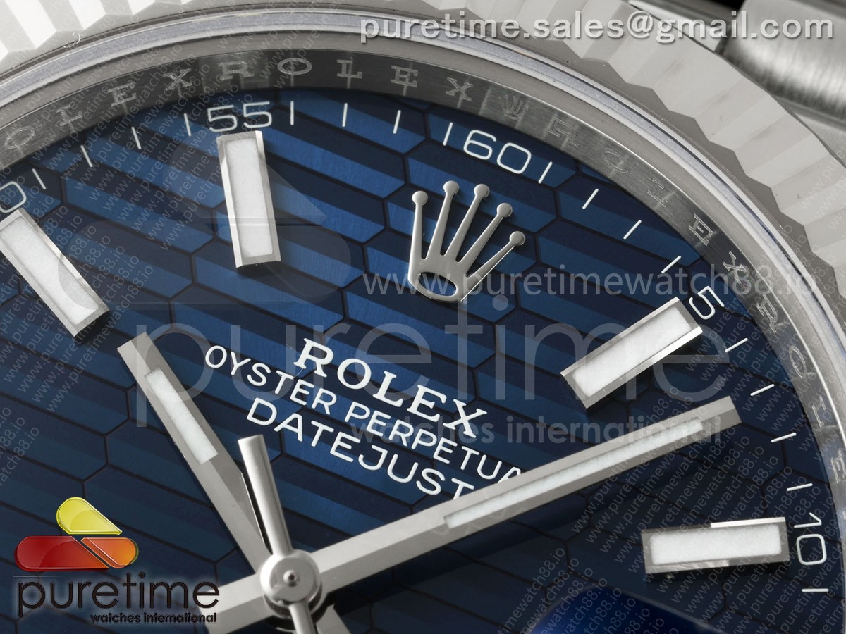 DateJust 41 126334 SEEK 1:1 Best Edition 904L Steel Blue Textured Stick Dial on Jubilee Bracelet VR3235 - Image 4