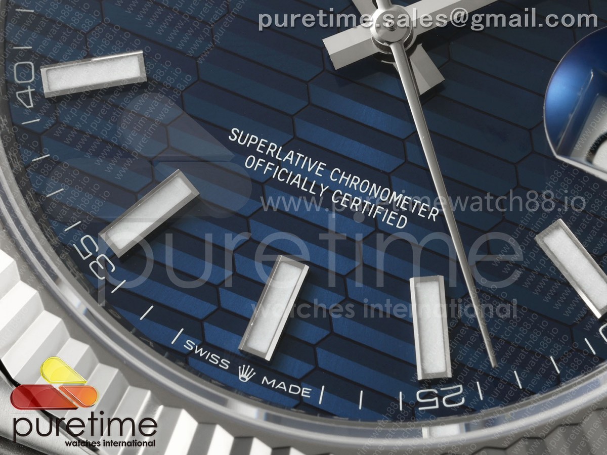 DateJust 41 126334 SEEK 1:1 Best Edition 904L Steel Blue Textured Stick Dial on Jubilee Bracelet VR3235 - Image 5