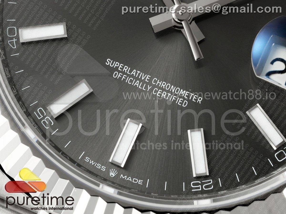 DateJust 41 126334 SEEK 904L Stahl Gray Stick Zifferblatt auf Jubiläum Armband VR3235 – Bild 5