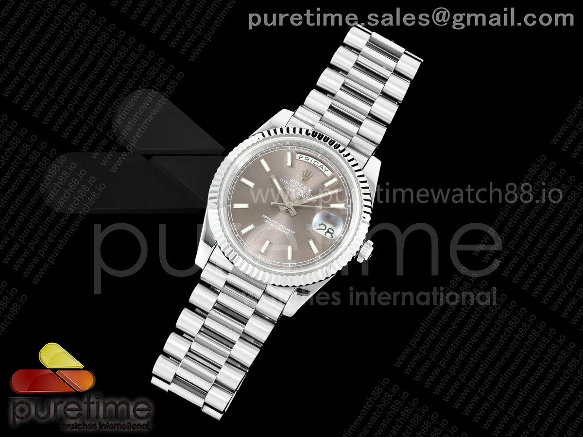 Day Date 40 SS CBDF 1:1 Best Edition Gray Stick Dial on President Bracelet VR3255 (210g)