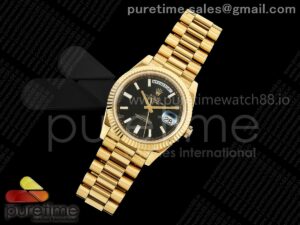 Day Date 40 YG CBDF 1:1 Best Edition Black Crystal Dial on President Bracelet VR3255 (210g)