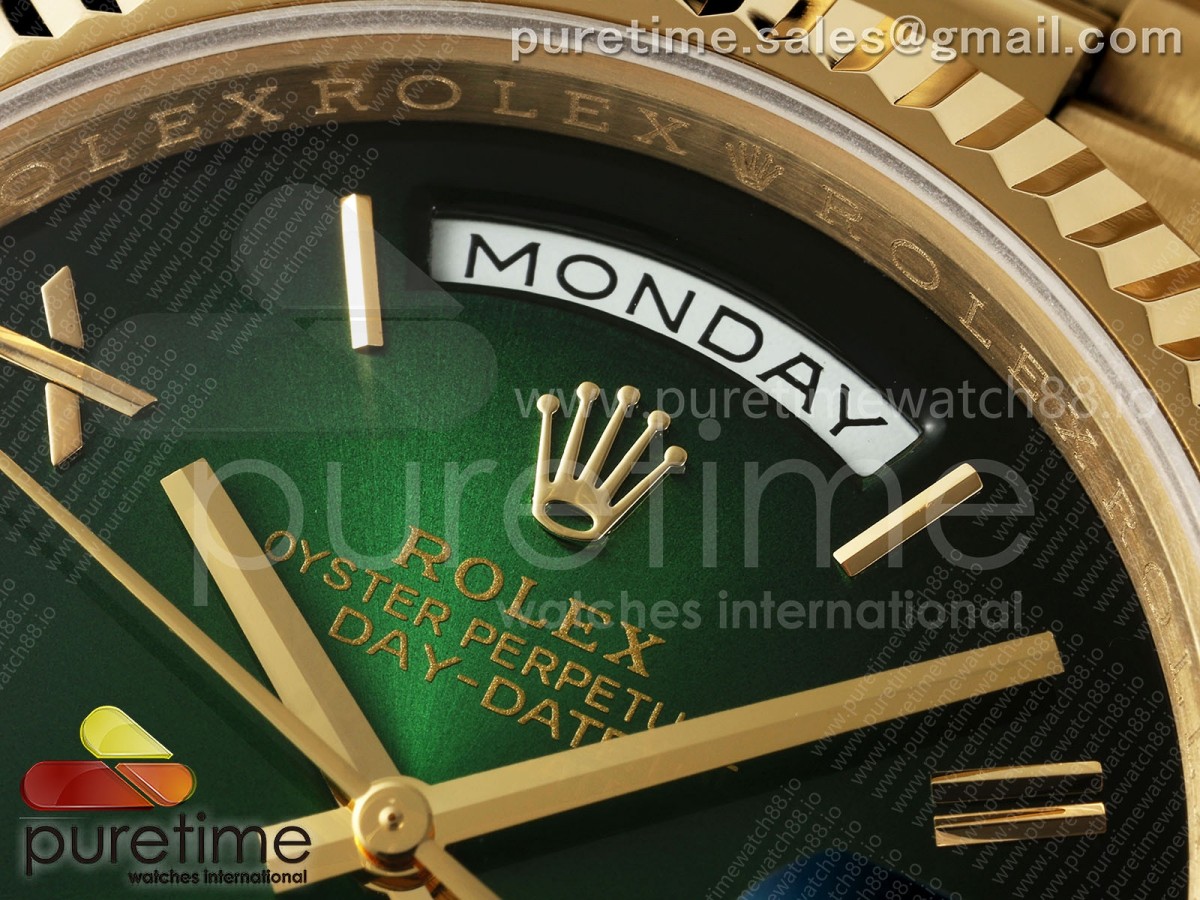 Day Date 40 YG CBDF Esfera romana verde de Ombre en la pulsera Presidente VR3255 (210g) - Imagen 3