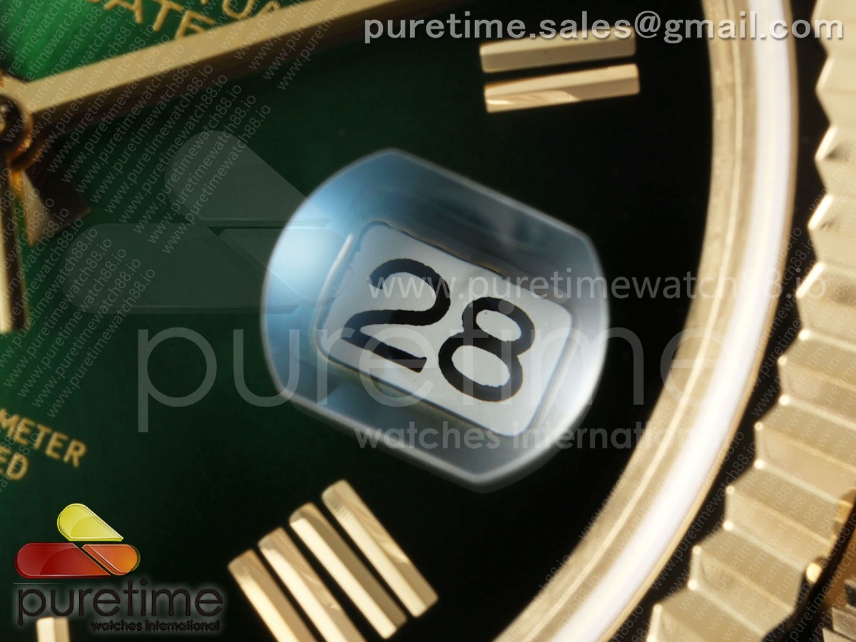 Day Date 40 YG CBDF Esfera romana verde de Ombre en la pulsera Presidente VR3255 (210g) - Imagen 4