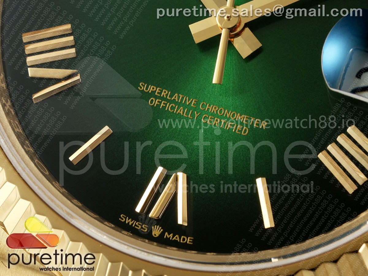 Day Date 40 YG CBDF Esfera romana verde de Ombre en la pulsera Presidente VR3255 (210g) - Imagen 5