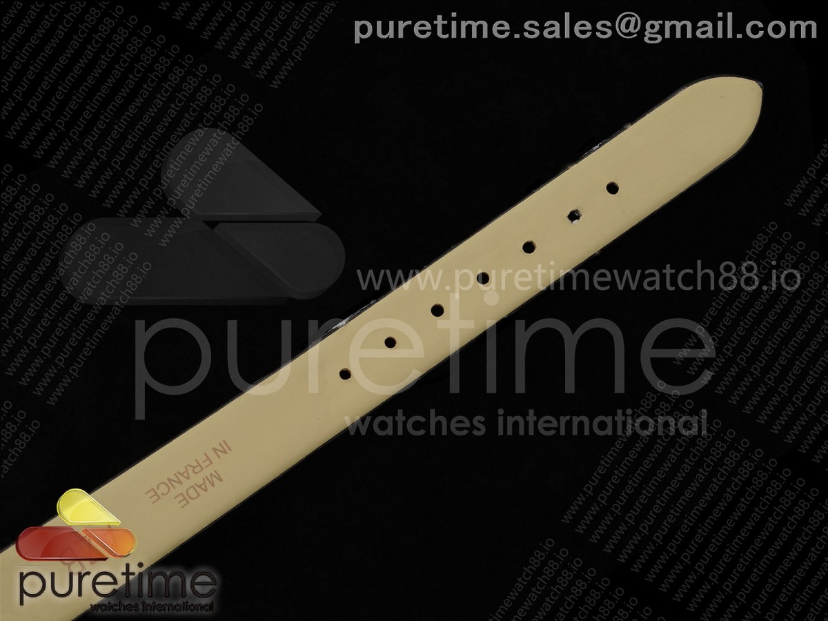 Baignoire Watch YG AF Cadran blanc sur la ceinture noire de croco RONDA Quartz – Image 19