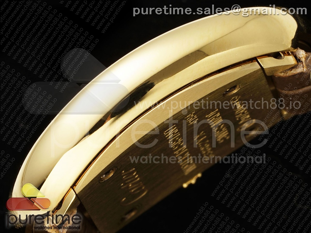Baignoire Watch YG AF Cadran blanc sur la ceinture de croco brun RONDA Quartz – Image 9