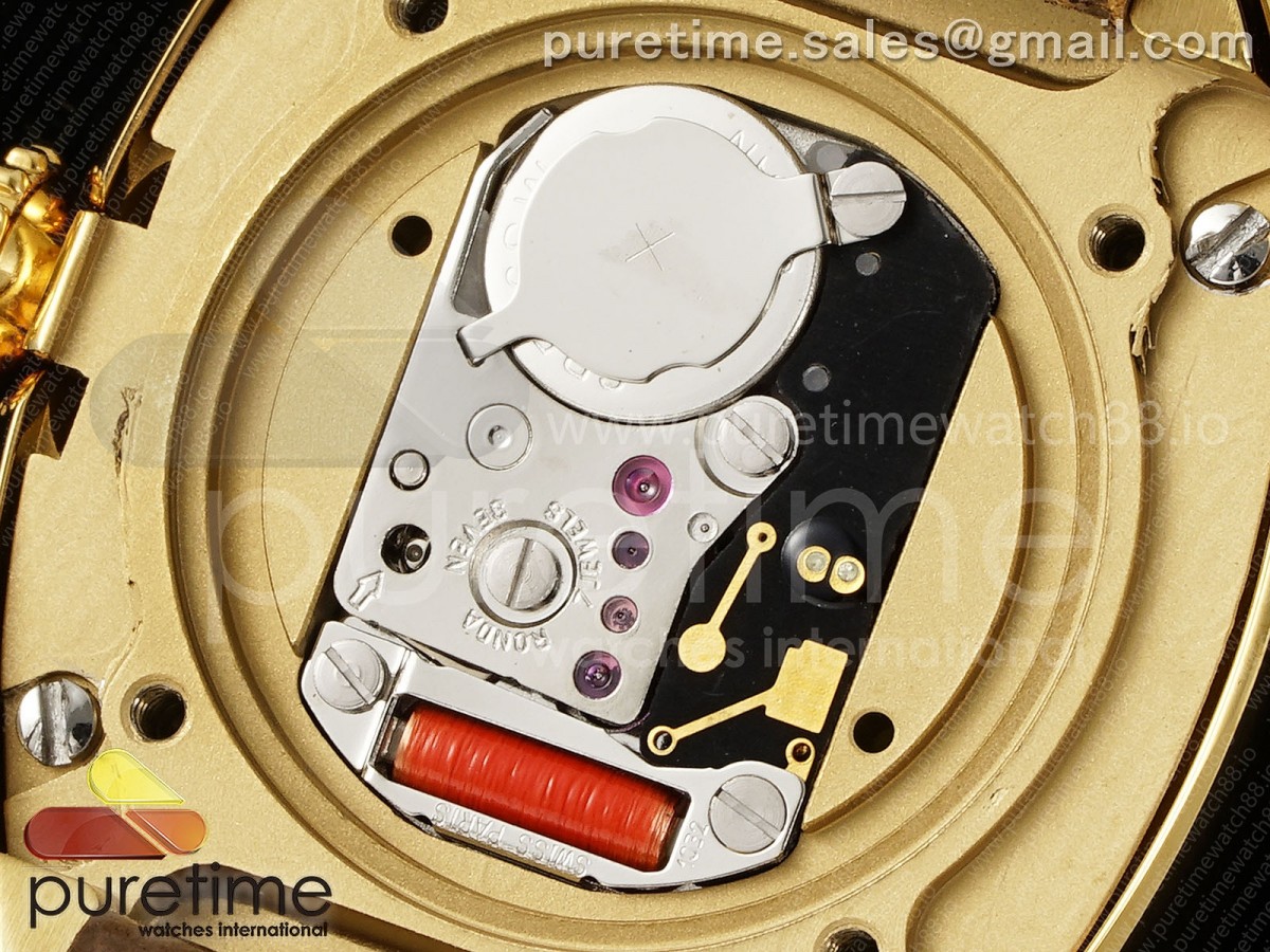 Baignoire Watch YG AF Cadran blanc sur la ceinture de croco brun RONDA Quartz – Image 13