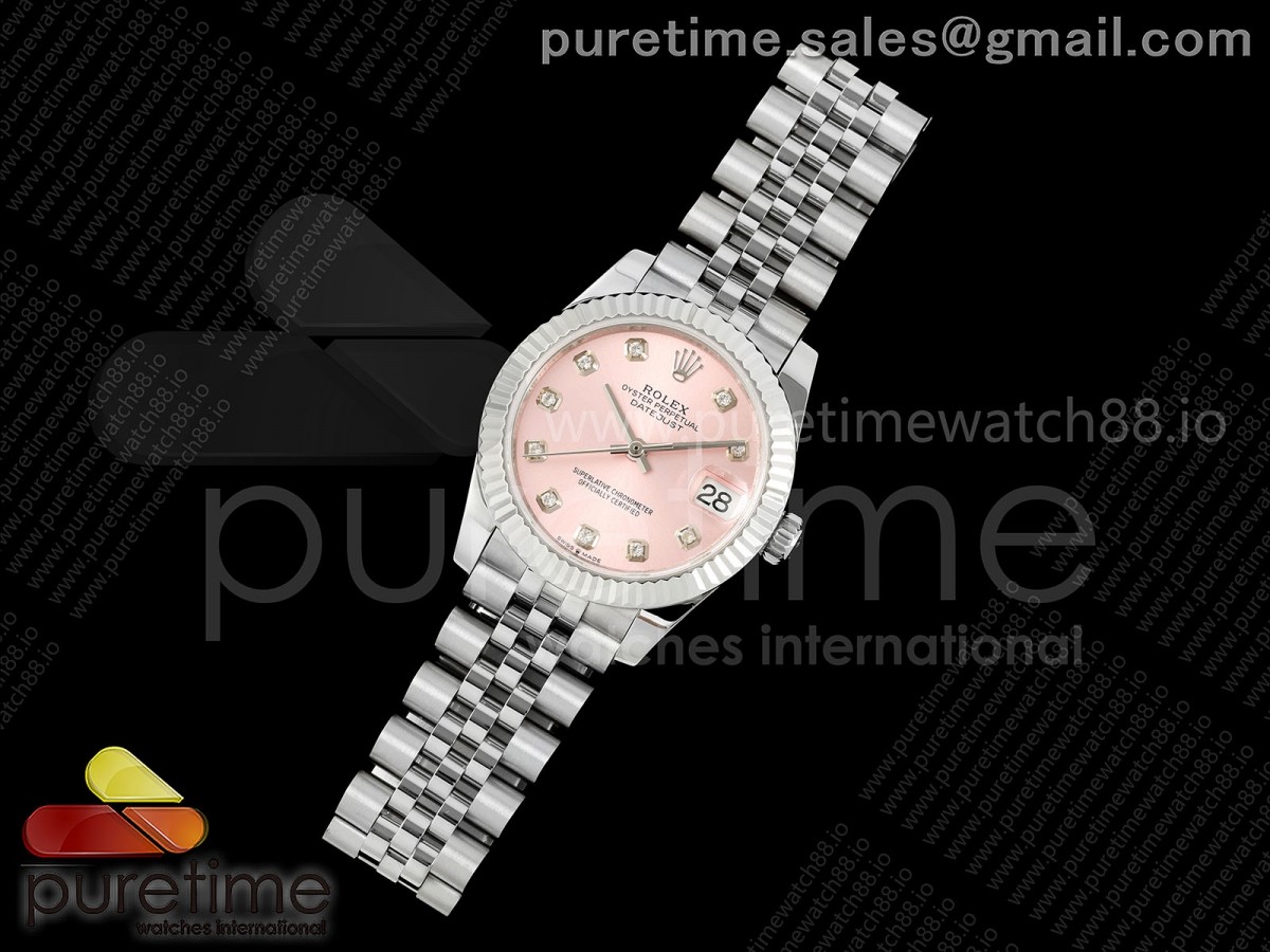 DateJust 31 278274 SS GMF 904L Zifferblatt aus Stahl rosa Diamanten auf Jubiläumsarmband A2824