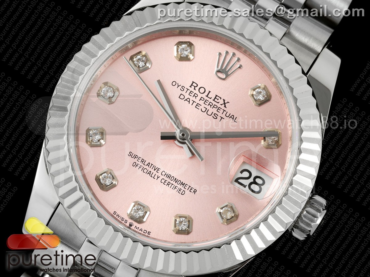 DateJust 31 278274 SS GMF 904L Zifferblatt aus Stahl rosa Diamanten auf Jubiläumsarmband A2824 – Bild 2