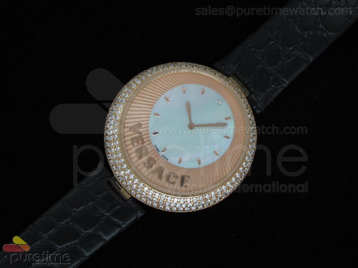 Perpetuelle RG MOP Dial on Black Leather Strap