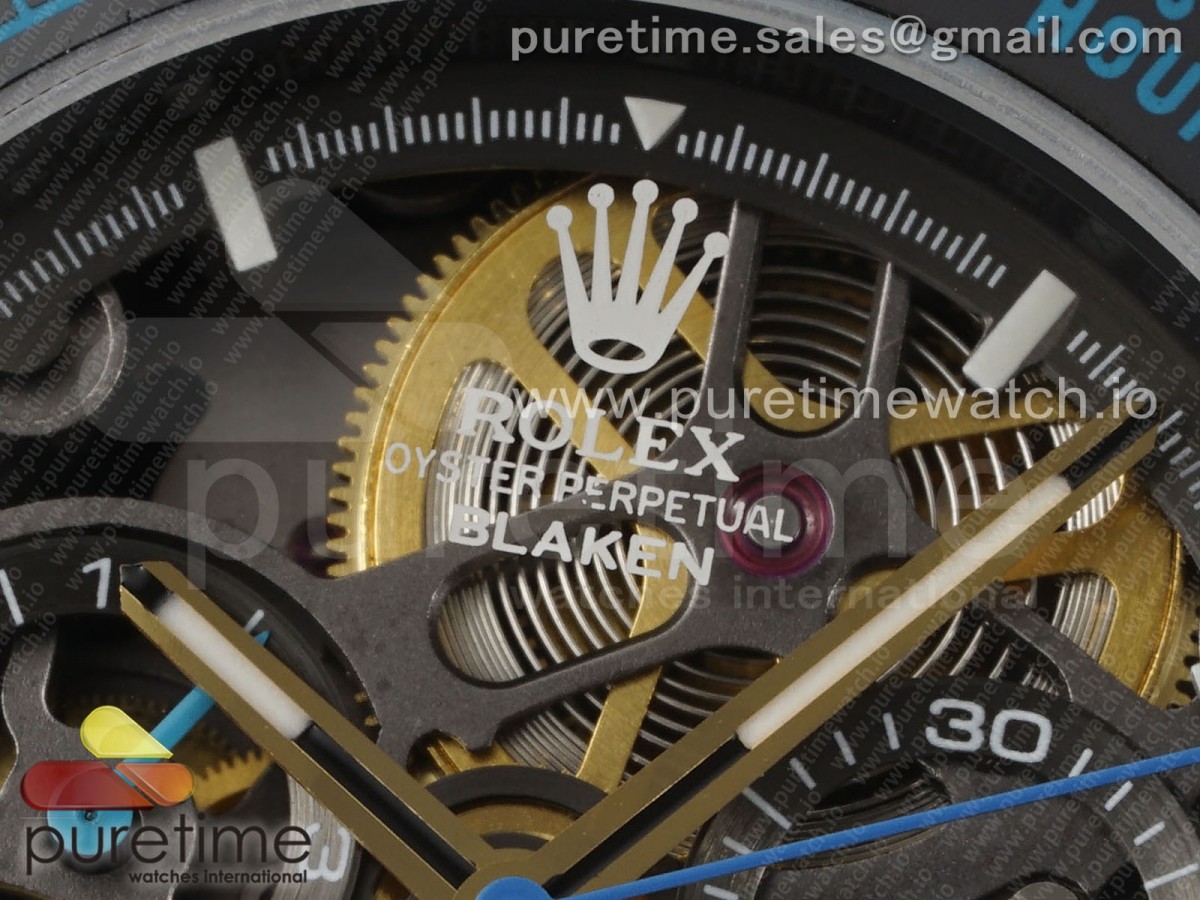 Blaken Daytona PVD Ceramic Bezel GETF Skeleton Cyan Dial on Cyan Rubber Strap SA4130