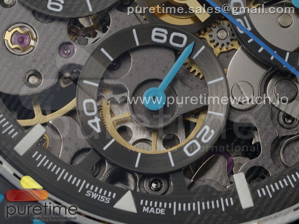 Blaken Daytona PVD Ceramic Bezel GETF Skeleton Cyan Dial on Cyan Rubber Strap SA4130