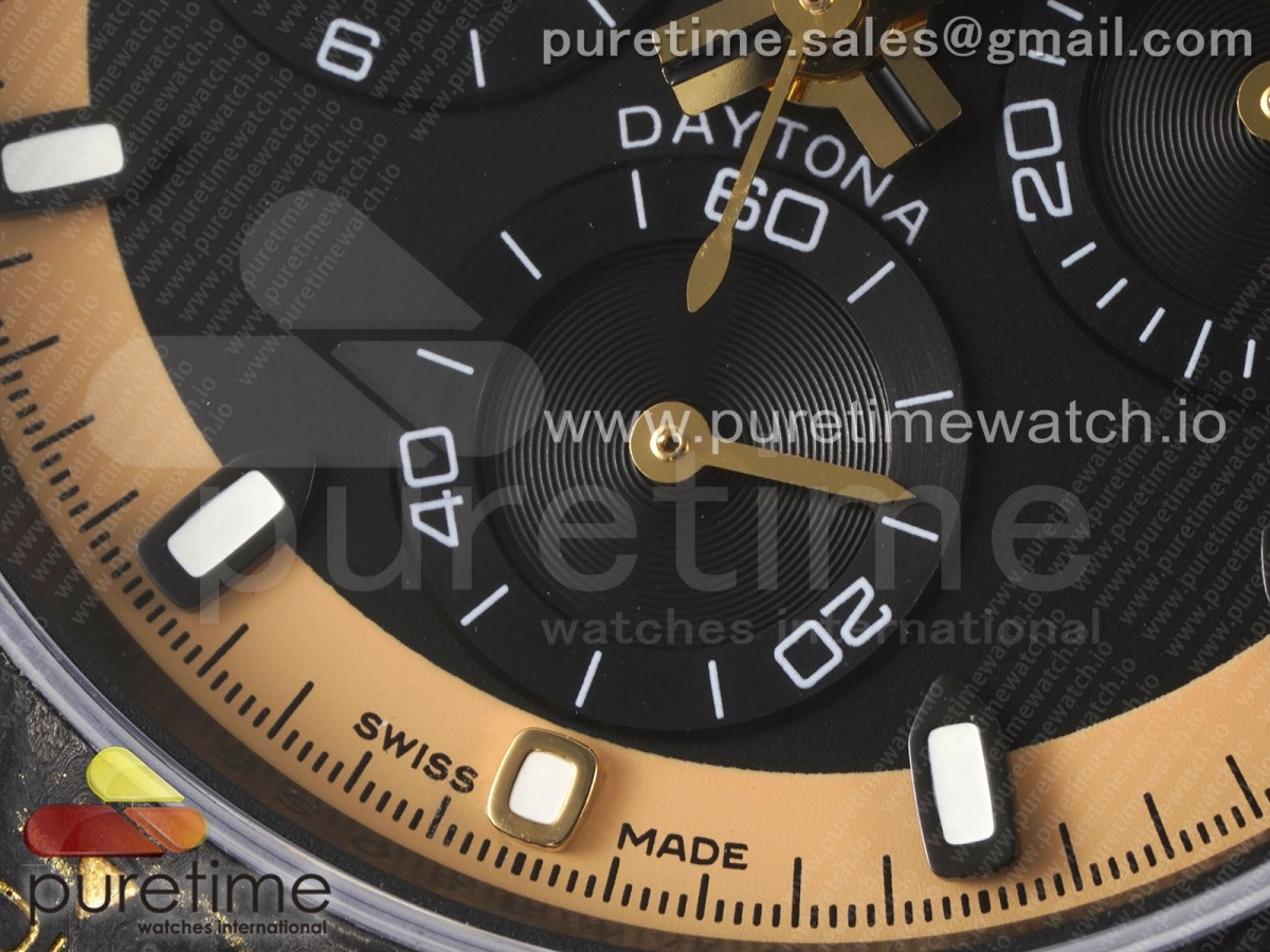 Daytona DIW Carbon Case and Bezel DIWF Edition Black/Gold Dial on Black Nylon Strap A7750