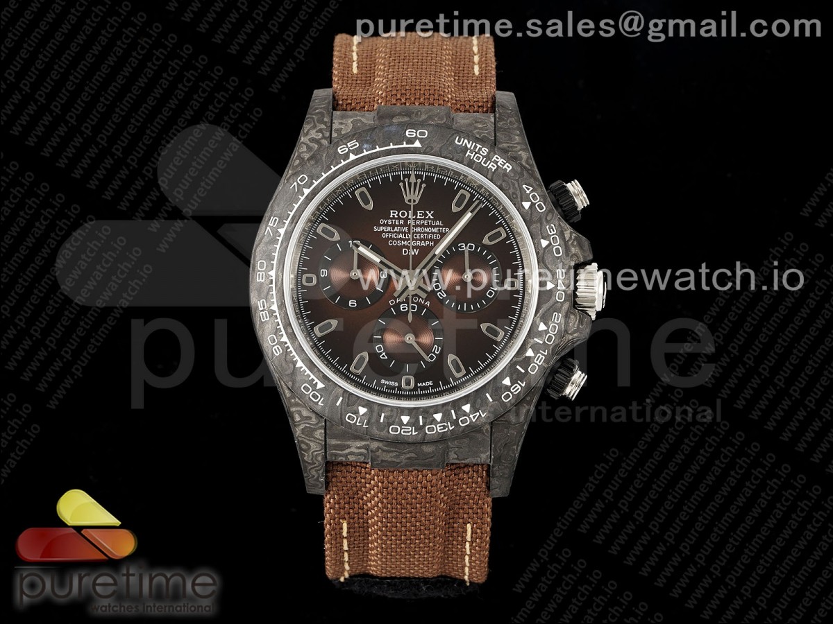 Daytona DIW Carbon/SS Case and Bezel DIWF Edition Brown Dial on Brown Nylon Strap A7750