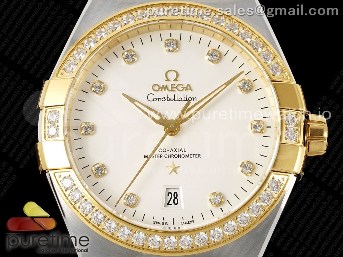 Constellation 39mm SS/YG Diamonds Bezel ASWF White Diamonds Dial on SS/YG Bracelet A8800