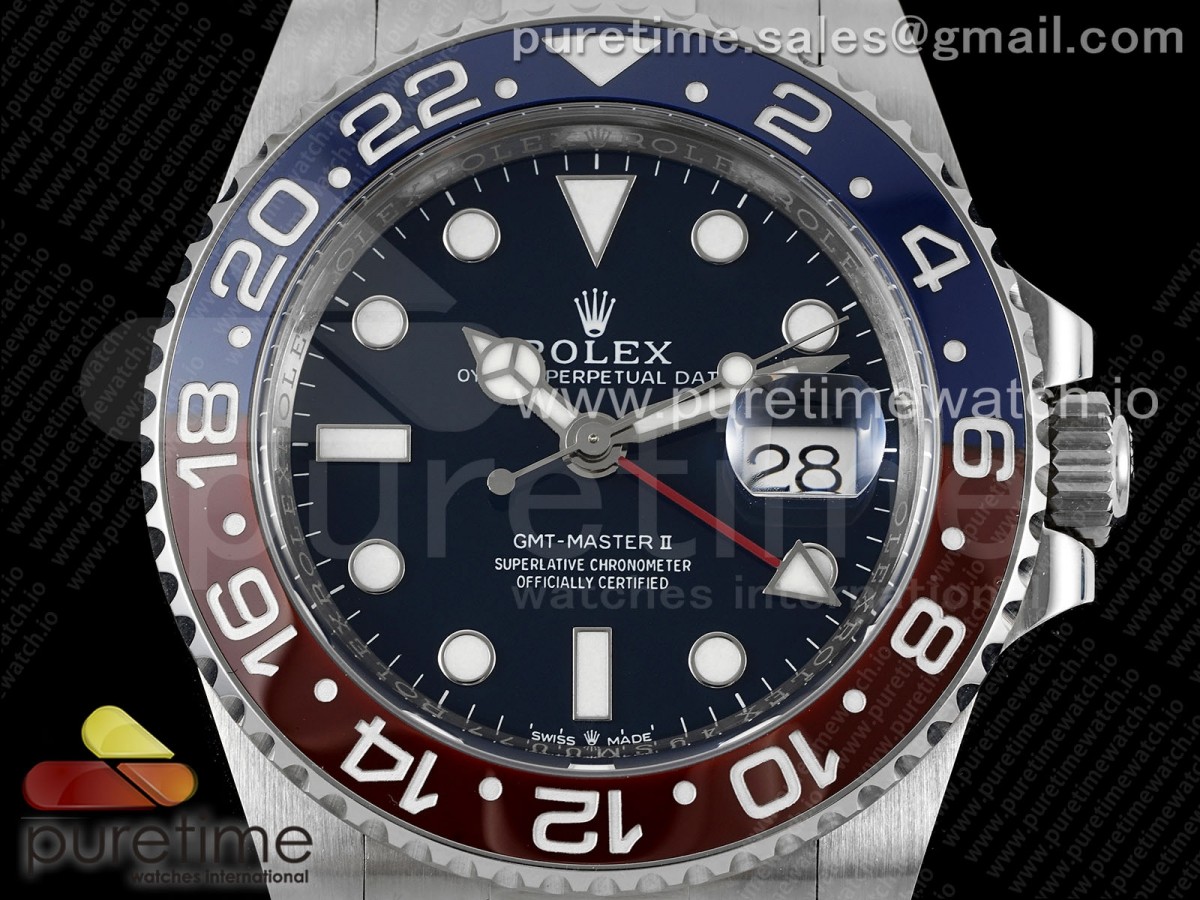 GMT Master II 126719 BLRO 904L SS Noob Blue Dial on Bracelet A3285