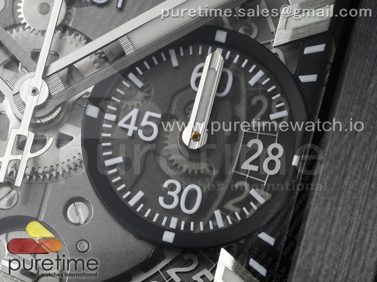 Square Bang Unico 42mm Titanium BBF Skeleton Dial Ceramic Bezel on Black Rubber Strap A1280